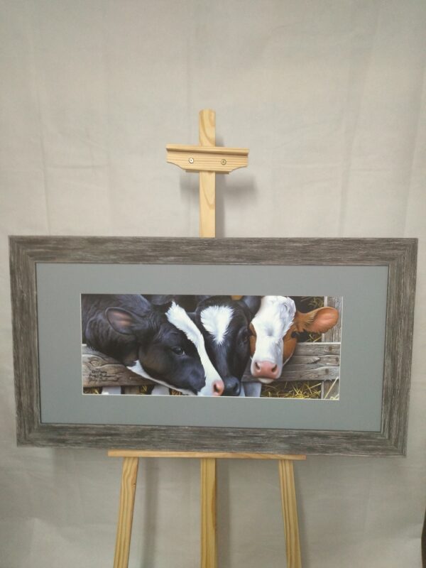 Framed and signed Dairy Calves Print by Jerry Gadamus